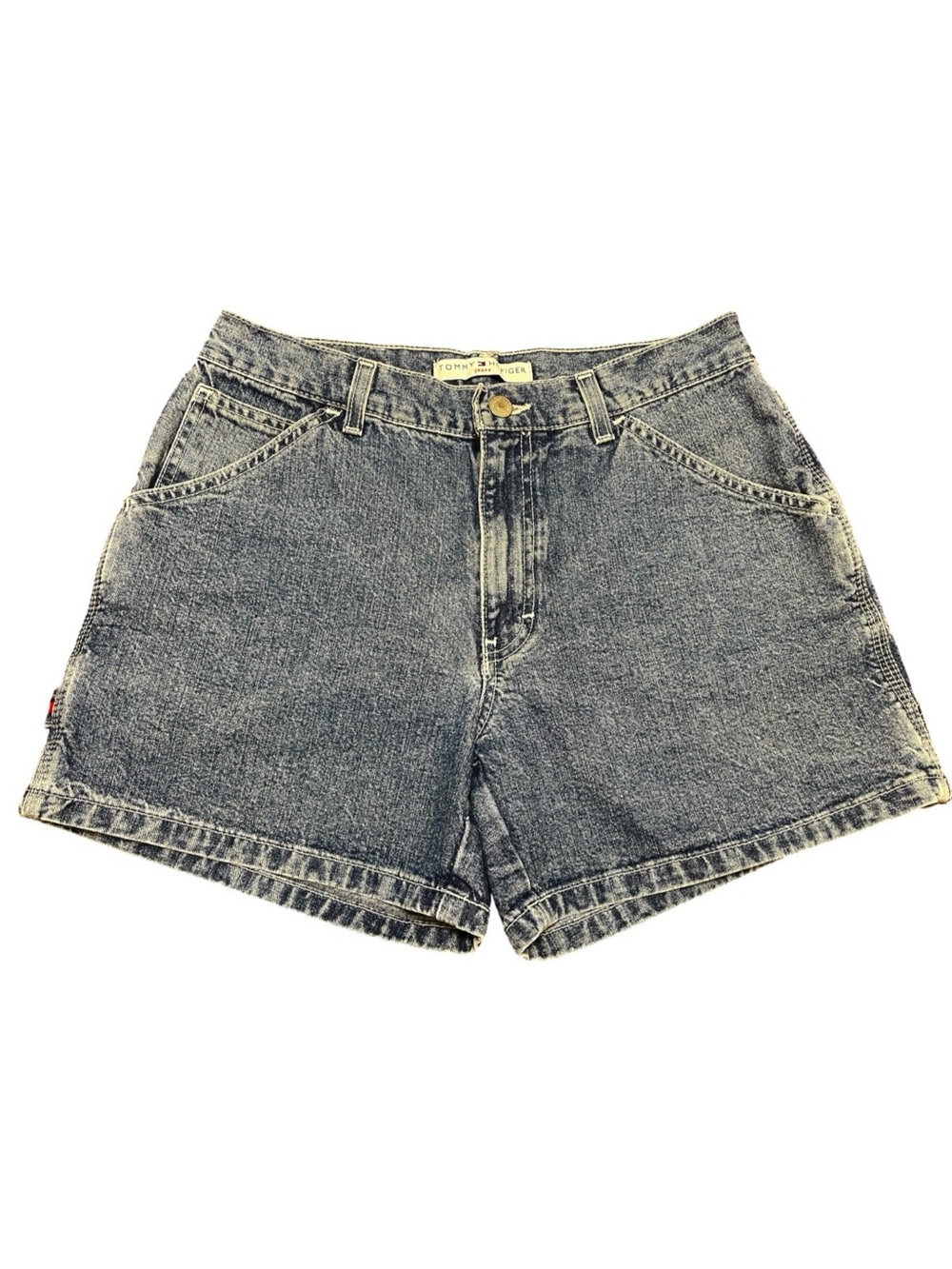 Vintage Tommy Hilfiger Cargo Style Jean Shorts Darker Blue Wash Women's Size 6